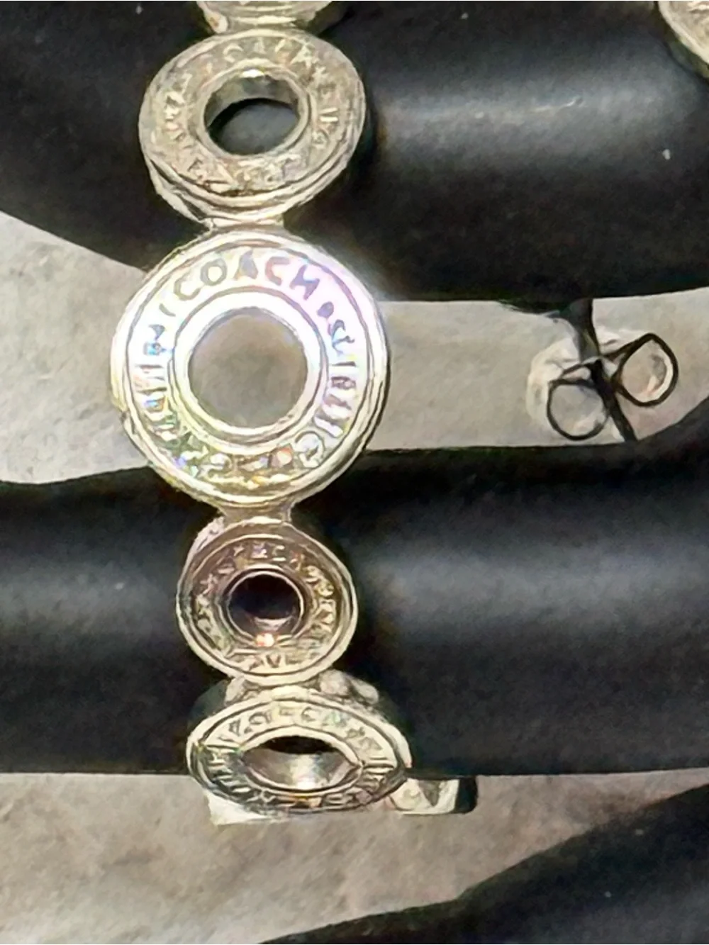Coach Circular Logo Link Earrings in Silver - Picture 3 of 11